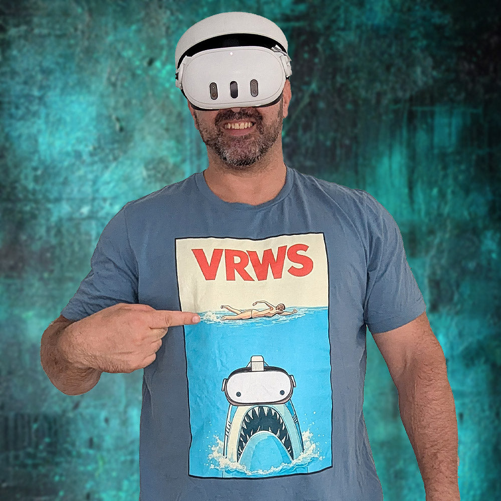 Classic JAWS Inspired VR T-Shirt – Shark with VR Headset Design