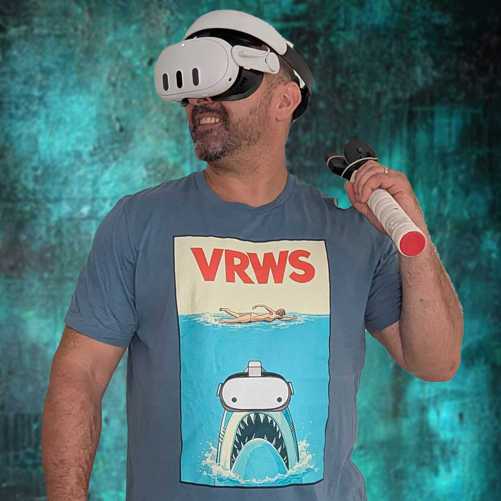 Classic JAWS Inspired VR T-Shirt – Shark with VR Headset Design