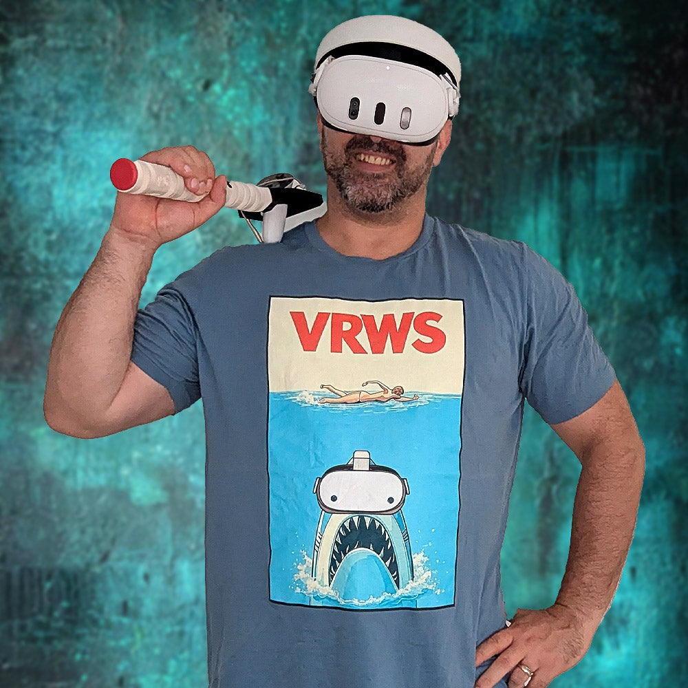 Classic JAWS Inspired VR T-Shirt – Shark with VR Headset Design
