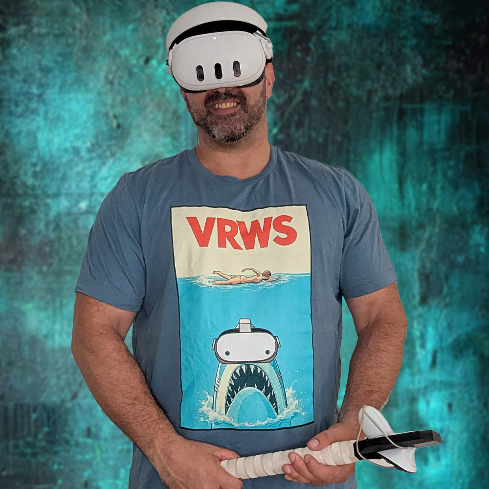 Classic JAWS Inspired VR T-Shirt – Shark with VR Headset Design