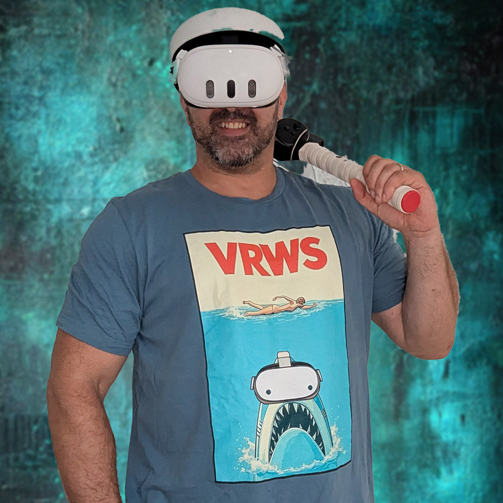 Classic JAWS Inspired VR T-Shirt – Shark with VR Headset Design