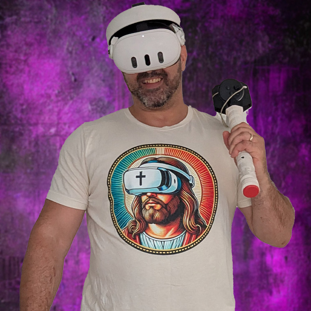 Faith Tees Jesus Christ VR Headset Graphic T-Shirt – Unique Religious Design